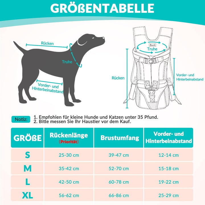 Nasjac Hunderucksack, Verstellbarer Frontträger für Haustiere, Beine draussen &amp; einfach anzupassen &amp;