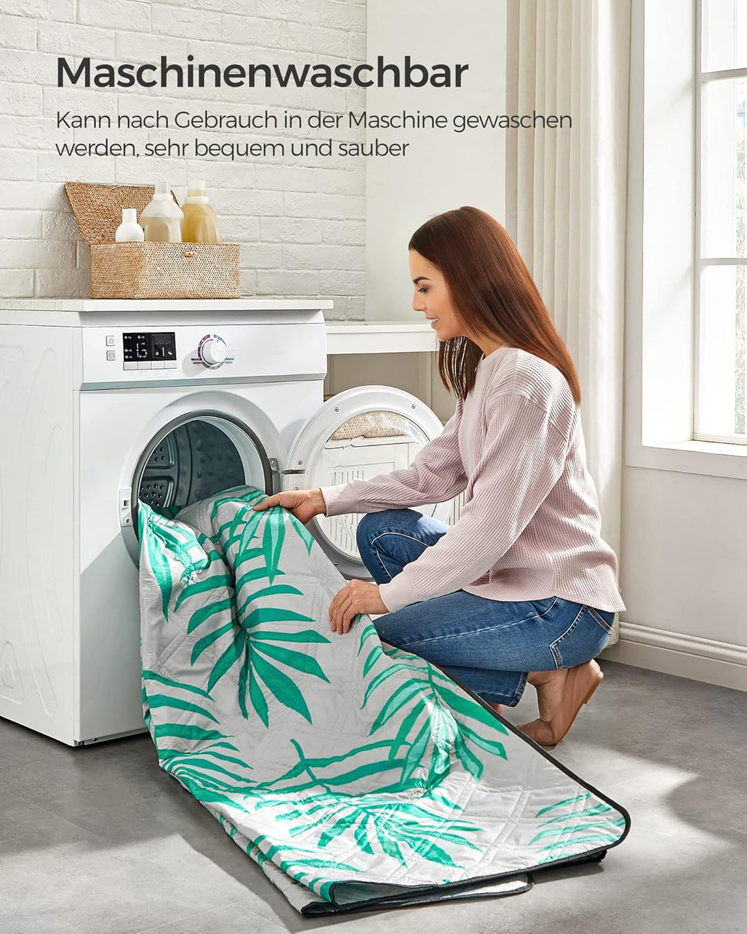 SONGMICS Picknickdecke, 200 x 200 cm, grosser Teppich, für Camping, Park, Garten, Strand, wasserabwe