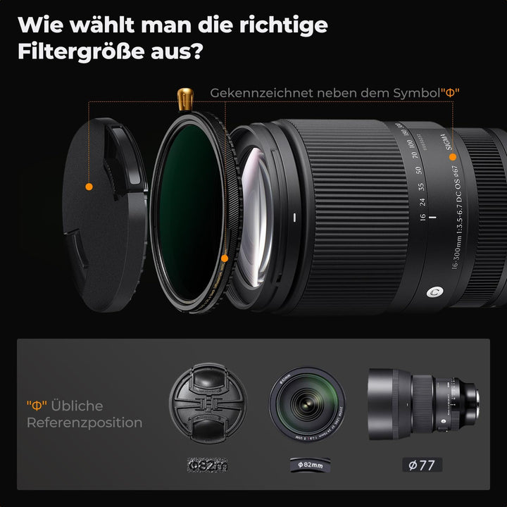 K&amp;F CONCEPT 67mm Variabler ND2-ND32 &amp; Polfilter &amp; Black Mist 1/4 Filter, 67mm