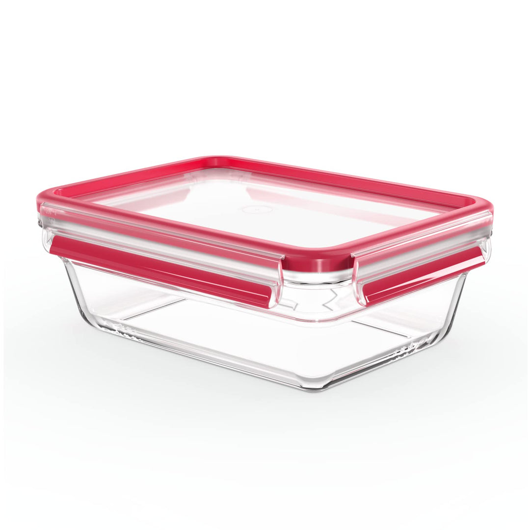 EMSA Clip &amp; Close Glas Frischhaltedose, rechteckig, 1,3 L, 100 Prozent dicht, rutschfestes Stapeln,