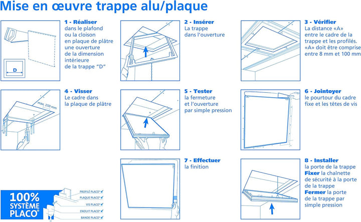 PLACO – Revisionsklappe aus lackiertem Stahl, 300 x 300 mm – T119255