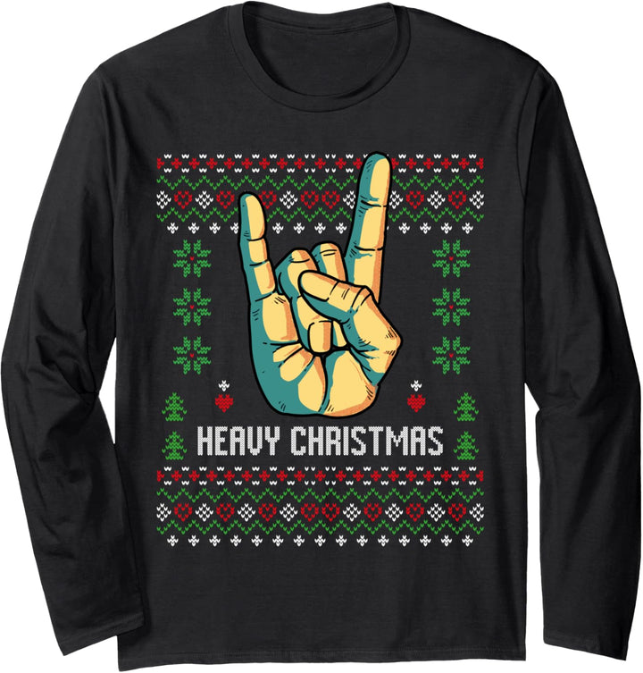 Heavy Metal Hässlicher Weihnachtspullover aus Metall Langarmshirt