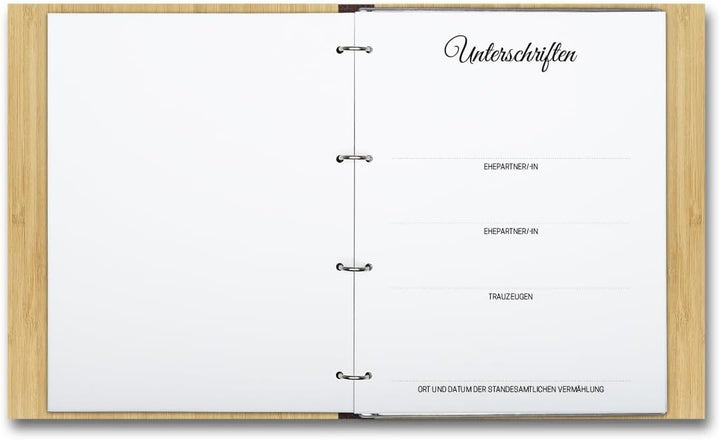 Kartenmachen.de Familien Stammbuch Bambus mit Lederrücken Holzcover mit individueller Gravur inkl. E