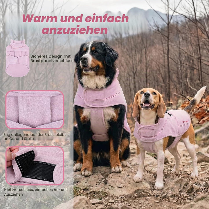 VIVAGLORY Wintermantel Hund Softpad Fleecejacke Hundemantel, XS, Rosa XS(Brust: 37-44cm, Hals: ~25cm