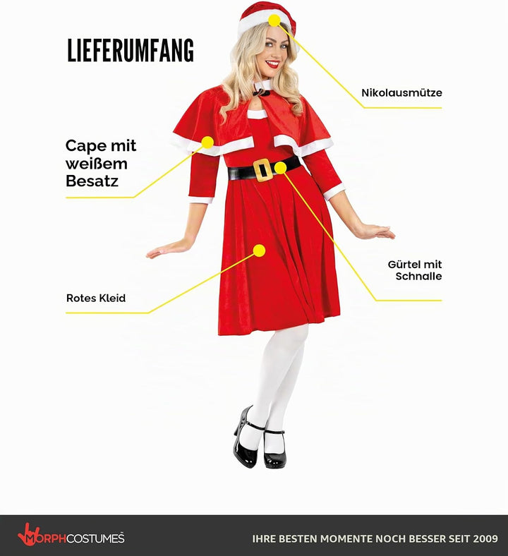 Fun Shack Weihnachtsfrau Kostüm Damen, Festliches Halloween Kostüm M Rot, M Rot