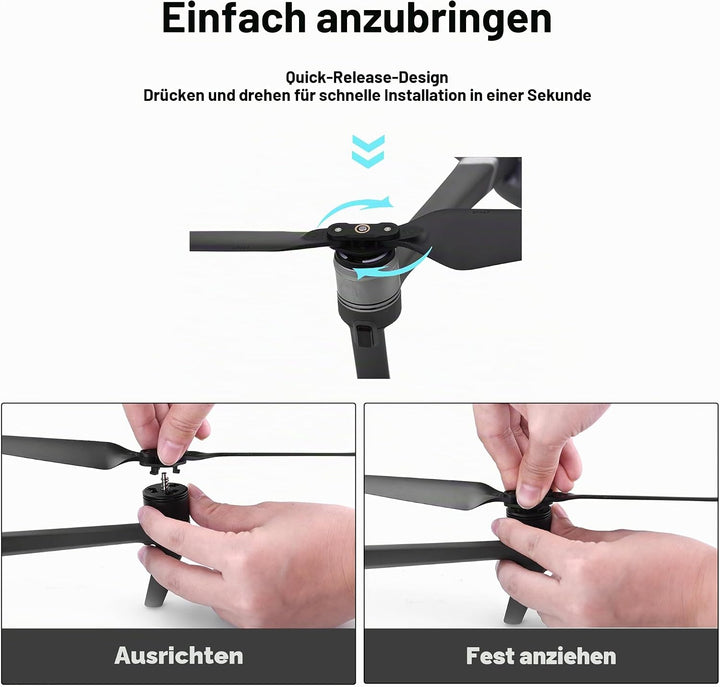 8 Stück 8743F Propeller für Mavic 2, Leicht geräuscharm stabiler Schnellspanner Propellerblatt Ersat