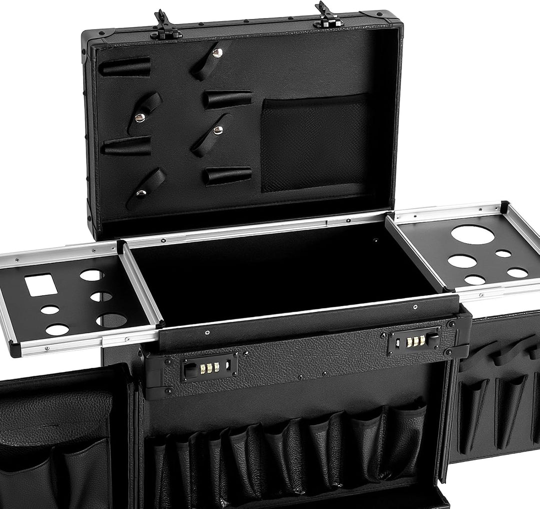 Kosmetikkoffer Trolley, Kosmetikkoffer Schminkkoffer mit 4 Rollen, Abschliessbar Friseurkoffer Rollk