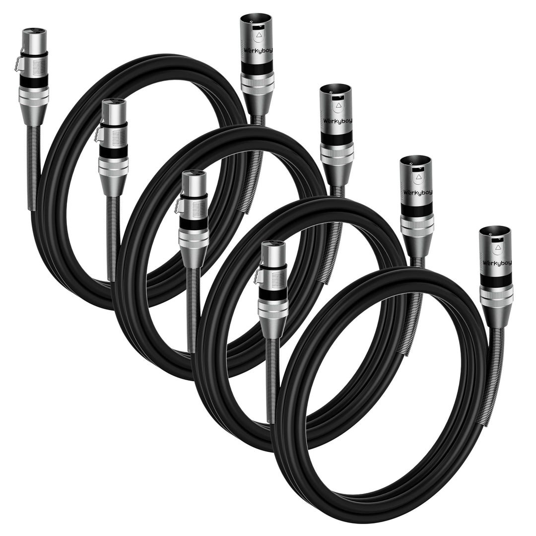 3-polig XLR Kabel 1m (4 Stück)，Stecker auf Buchse XLR Adapter, SR-Struktur Symmetrisch Mikrofonkabel