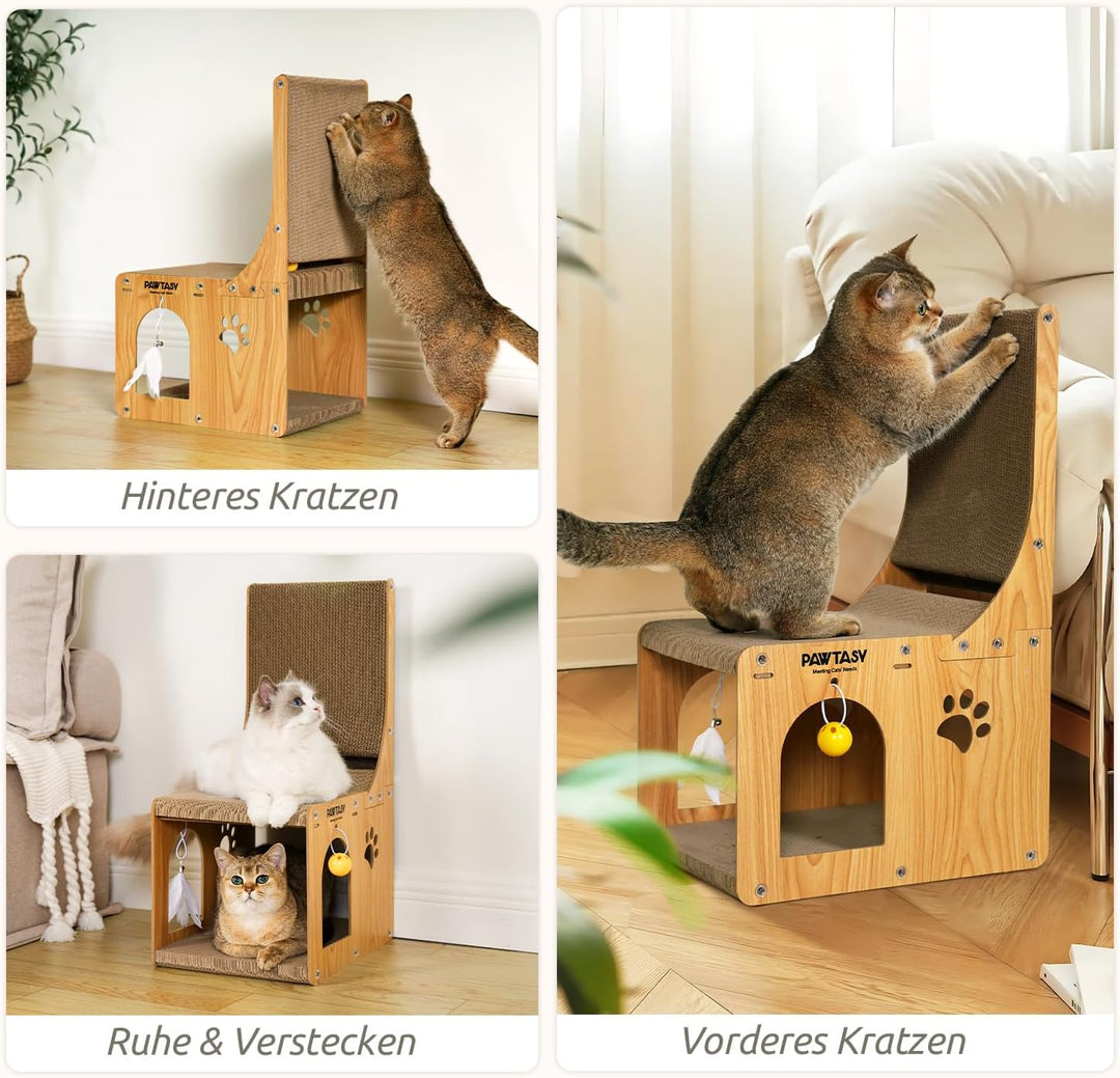 Kratzbrett Katzen Kratzpappe 2 in 1 Katzenkratzbrett für Wand und Ecke Kratz Katzen mit Ballspielzeu