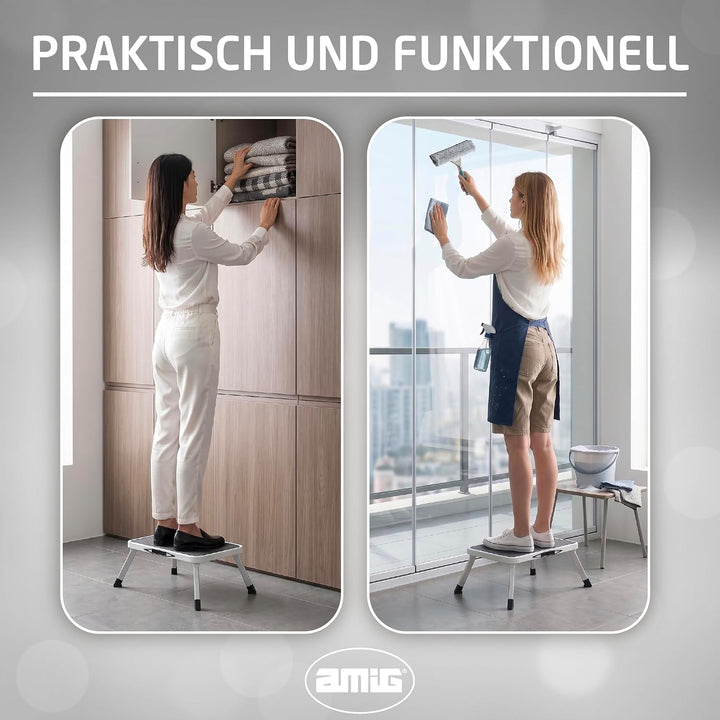 Amig - Klapphocker 1 Stufe - Tritthocker Weiss - 46 x 32 x 17 cm, 1