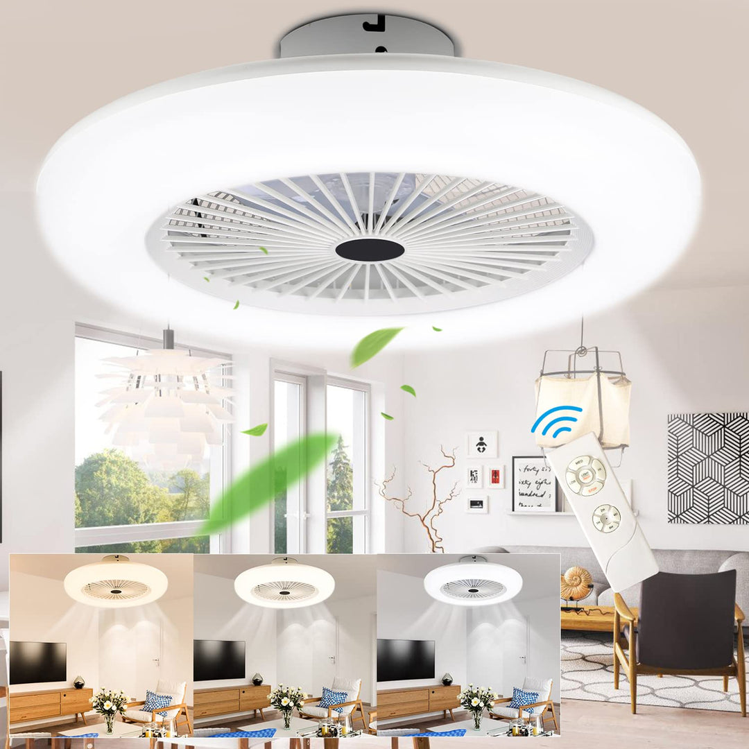 80W Deckenventilator mit Beleuchtung und Fernbedienung, LED Deckenlampe mit Ventilator Einstellbare