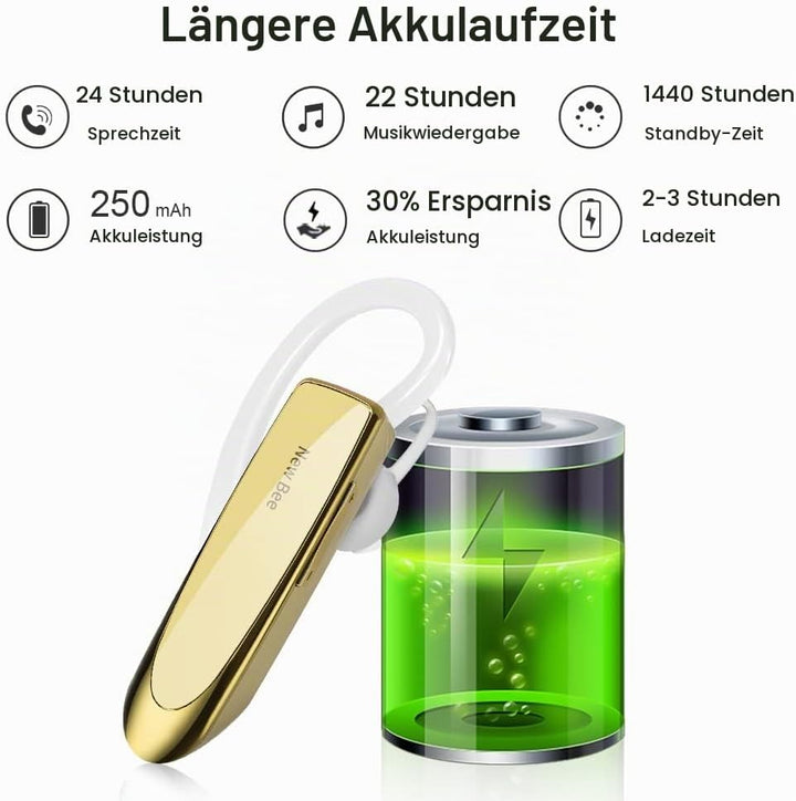 New Bee Bluetooth Headset Wireless Freisprech Telefon Bluetooth-Headset mit Mikrofon für iPhone Sams