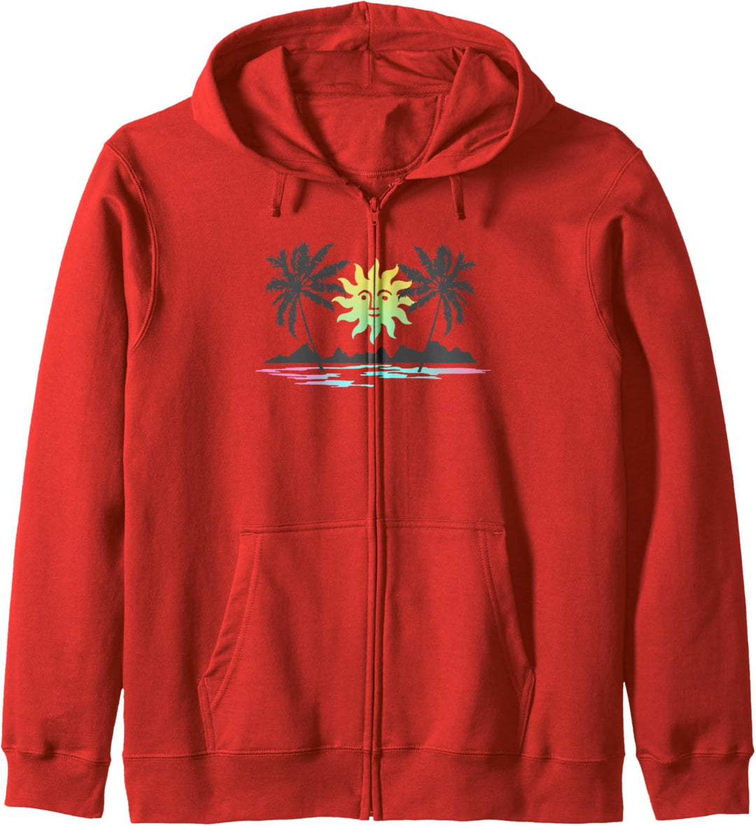 Trendy Rainbow Sunset Island Palms Kapuzenjacke