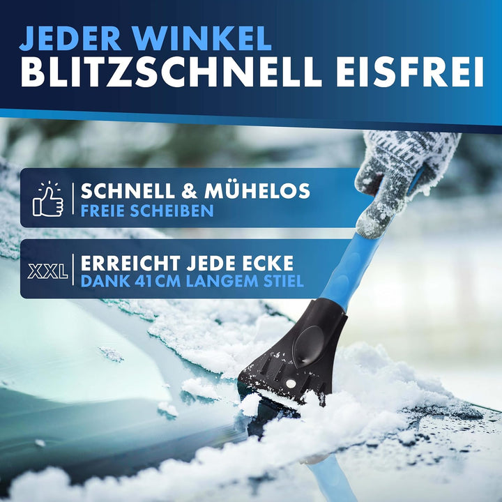 LICARGO 2X Eiskratzer Auto mit Besen 41cm - Stabil, Lang &amp; lackschonend | Made IN EU | 2in1 Schneebe