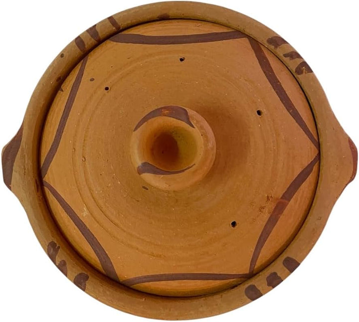 Marokkanische Berber-Tajine aus Terrakotta, 27 x 24,5 x 16 cm, traditioneller handgefertigter Topf,