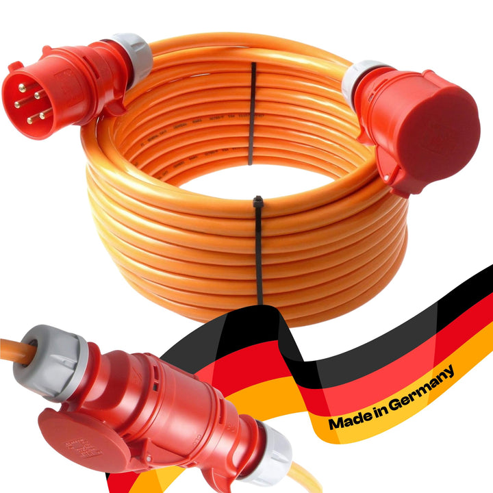 netbote24 CEE Starkstromkabel Verlängerungskabel Pur Leitung H07BQ-F 32A 400V 5g6 5x6 mm² 10m Orange