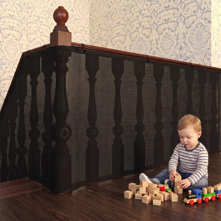 Kinder Sicherheitsnetz, Geländerschutz Baby, Treppenschutz Kinder Haustiere Schwarz 600x90cm, Schwar