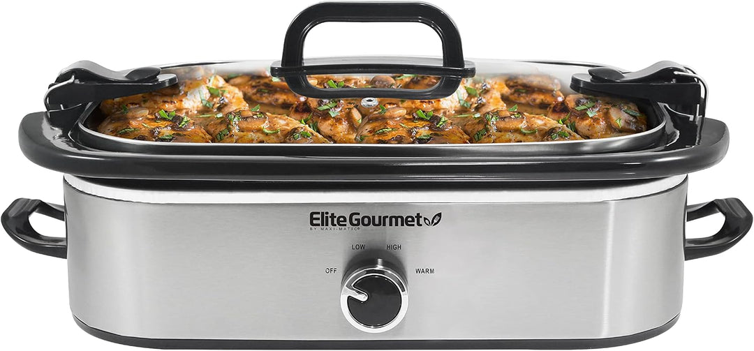 Elite Gourmet MST-5240SS Crock Slow Cooker, verschliessbarer Deckel, einstellbare Temperatur, warm h