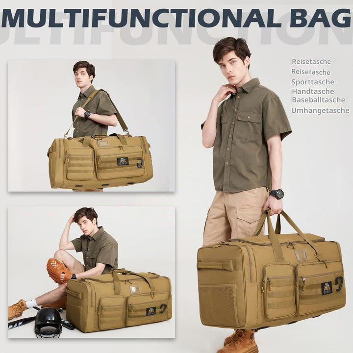 130L grosse Reisetasche Handgepäck Herren Sporttasche mit Schuhfach &amp; Schultergurt Faltbare Sport Ta