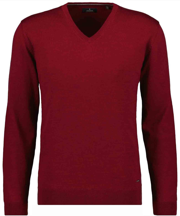 RAGMAN Herren Merino-Pullover V-Ausschnitt S Beere-620, S Beere-620