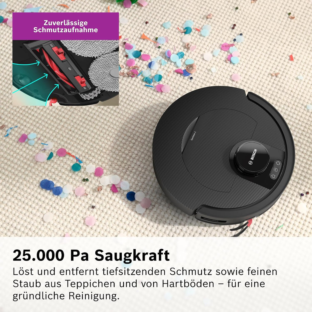 Bosch Spotless2 Saugroboter mit Wischfunktion, BCR2S1B, Schwarz