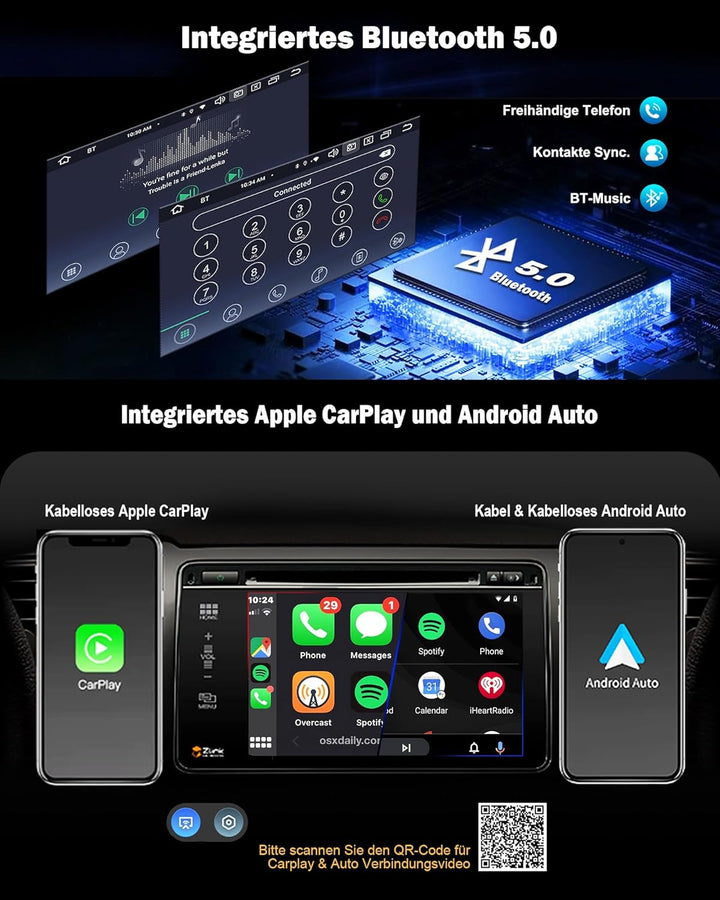Erisin 8-Kern 4GB+64GB Android 12 Autoradio Bluetooth mit GPS Navigation Für VW T5 Passat Polo Jetta
