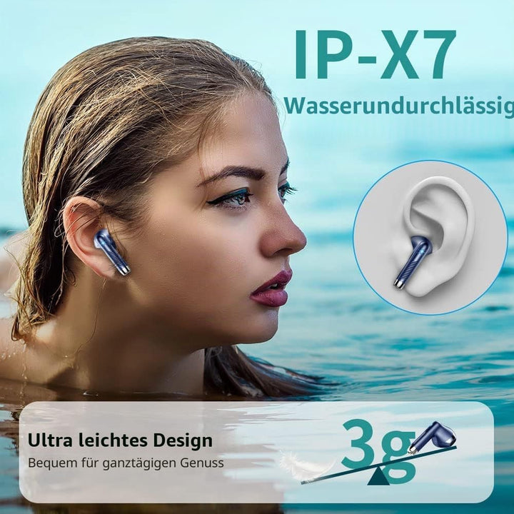 Bluetooth Kopfhörer, Kopfhörer Kabellos Bluetooth 5.3 In Ear Kopfhörer mit 4 HD Mic, Kabellose Kopfh