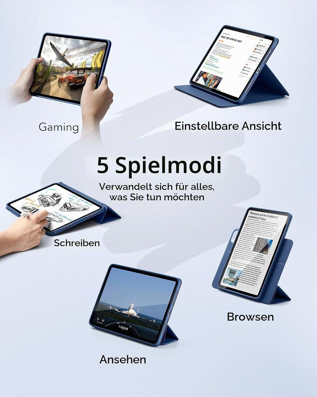 ESR für iPad Pro 13 Hülle, 13 Zoll iPad Pro 2024 Hülle mit Stifthalter, abnehmbare Magnetabdeckung,