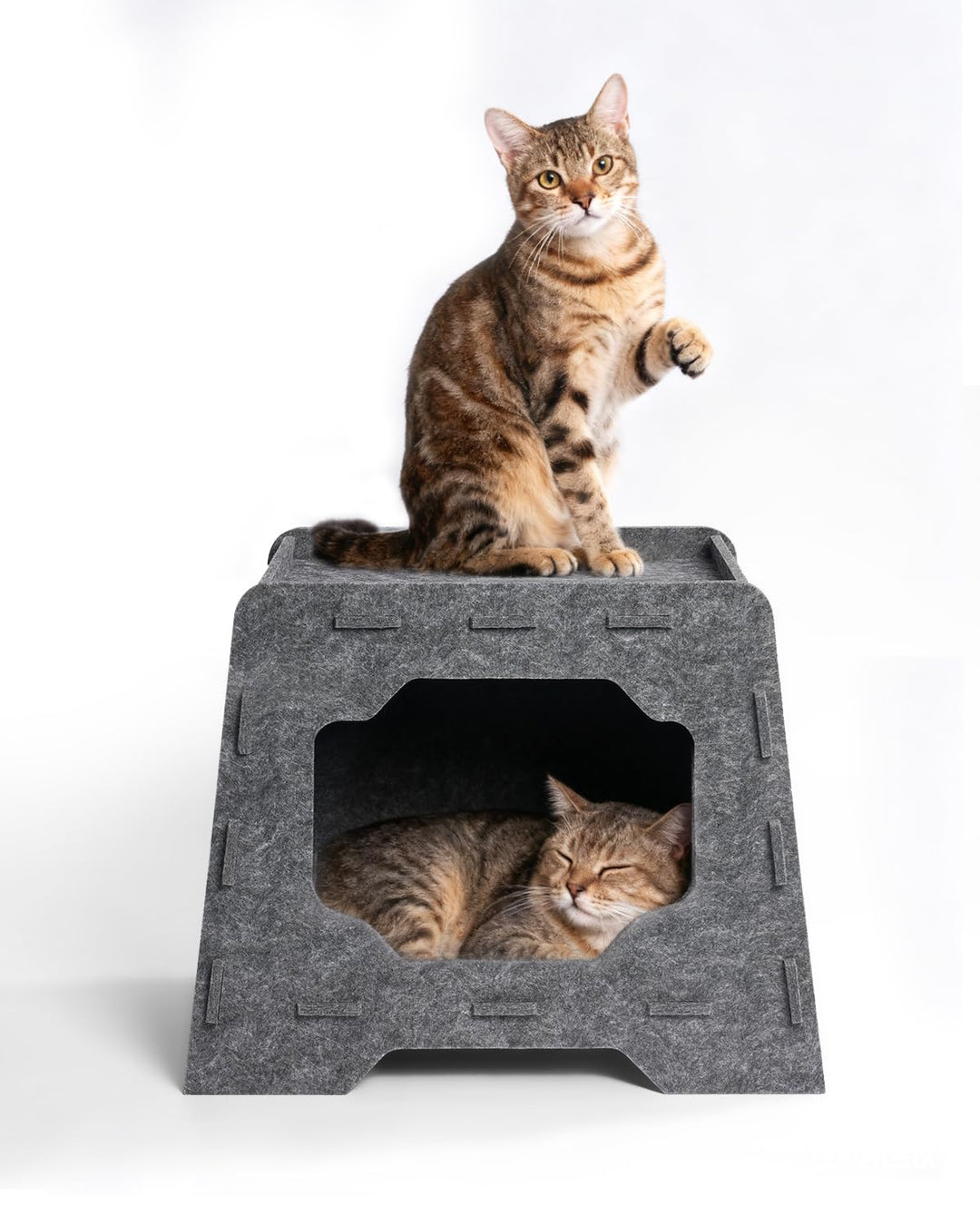 Katzenhöhle Katzenhaus aus Filz Katzenbett 2-Ebenen Katzen Höhle mit Kuschelhöhle &amp; Aussichtsplattfo