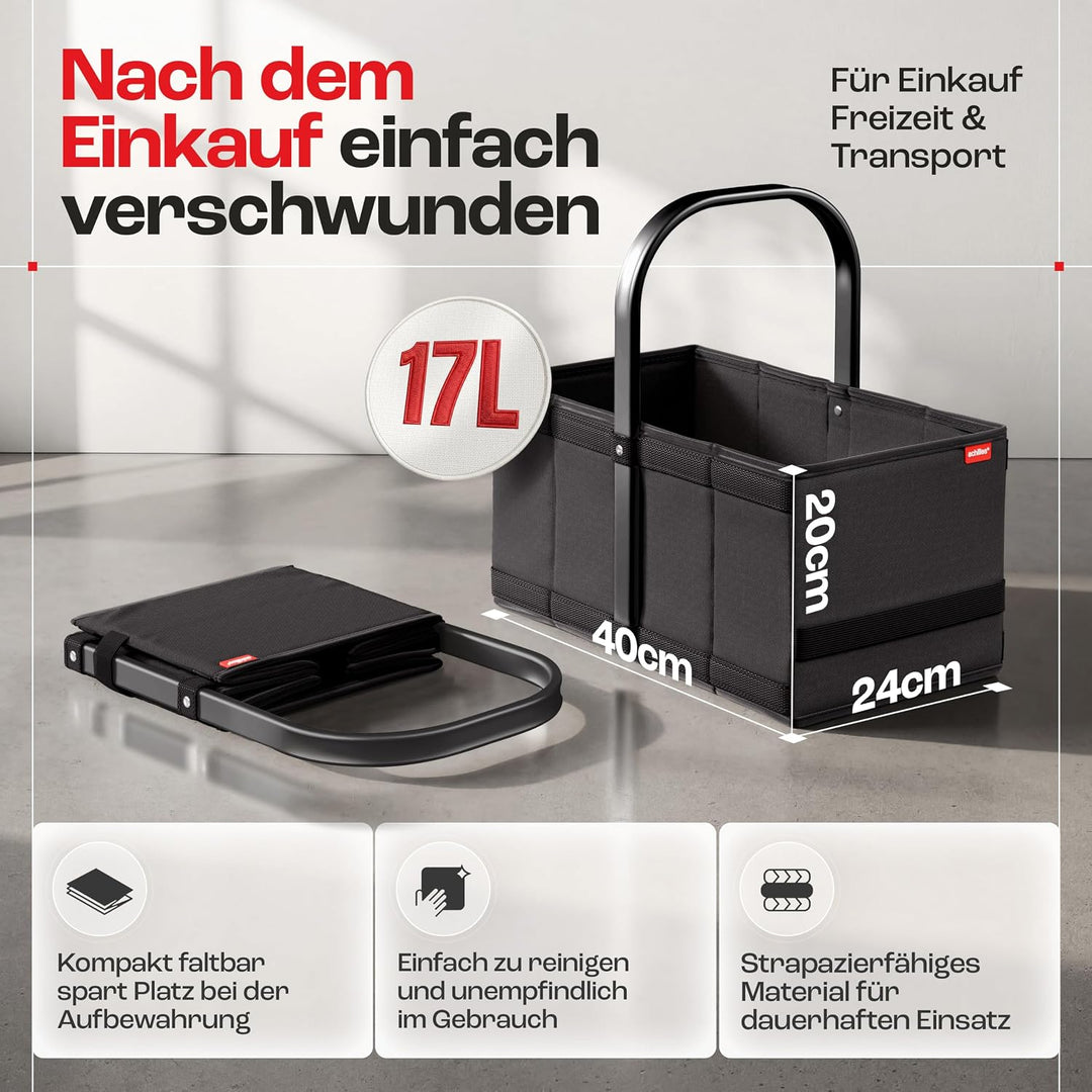 achilles Einkaufskorb - praktischer Tragekorb zum Einkaufen - klappbare Einkaufsbox mit Alu-Griff -