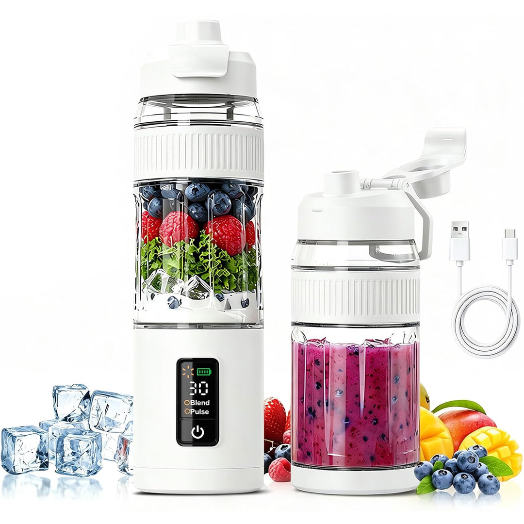 Tragbarer Mixer,600ml wiederaufladbar zerkleinert Eis&amp;Obst,Kompakt Weiss, Weiss