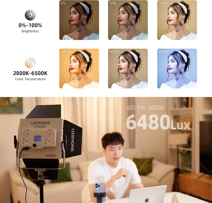 Godox Litemons LP400R LP400 RGB LED Panel LED Video Light mit App Control, LP400R