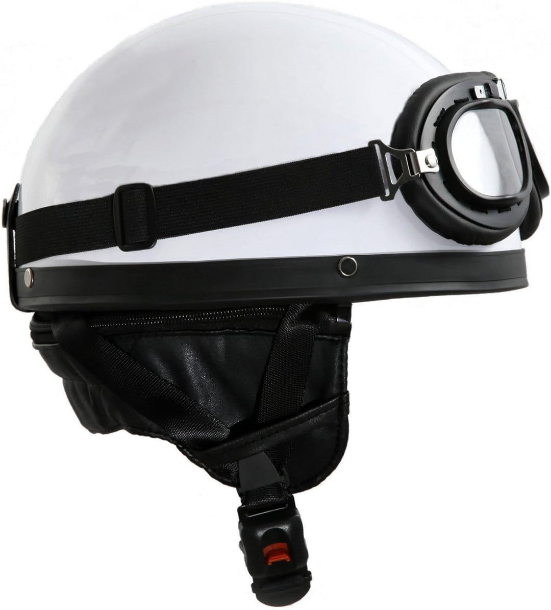 ATO Oldtimer Motorradhelm mit Fliegerbrille in Weiss Grösse M 57 bis 58cm