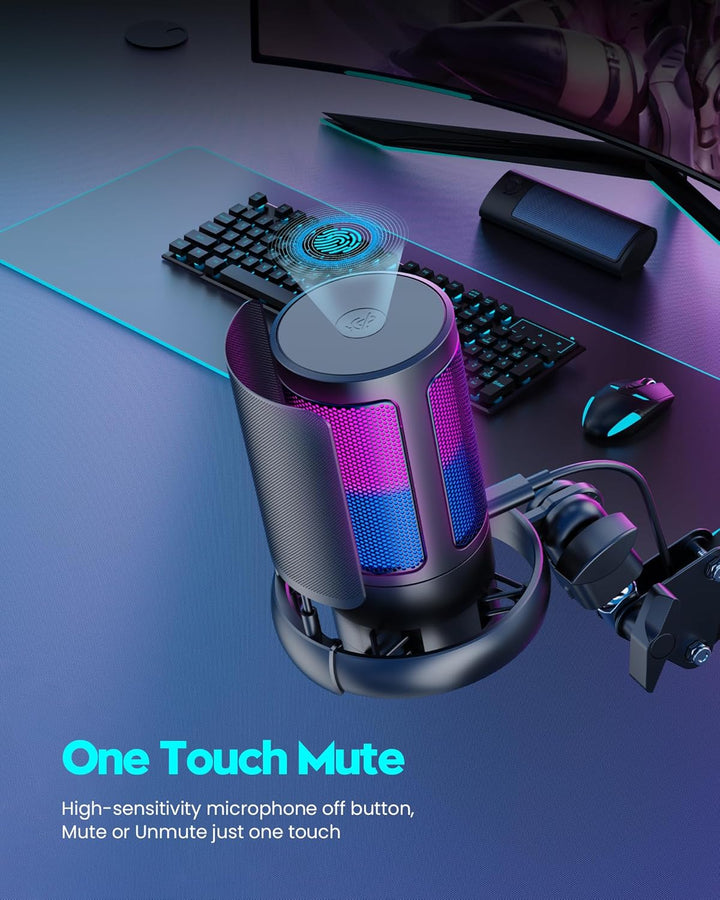 Gaming Mikrofon Mit Arm - RGB Podcast Mikrofon für PC, Streaming, PS4/PS5/MAC - USB Microphone