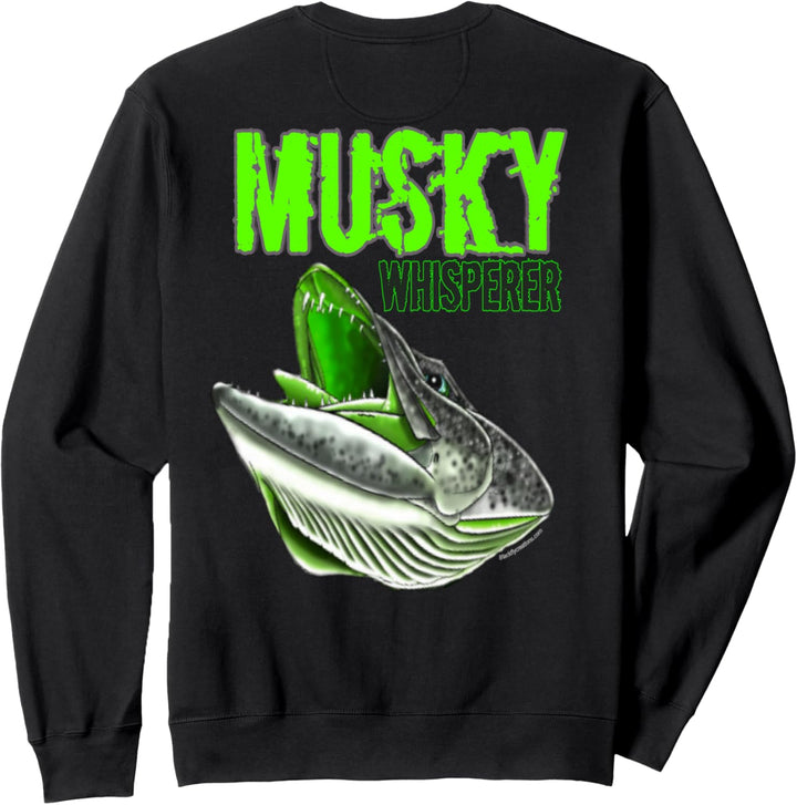 Black Fly Custom (vorne hinten) Moschusflüsterer-Angelhemden Sweatshirt