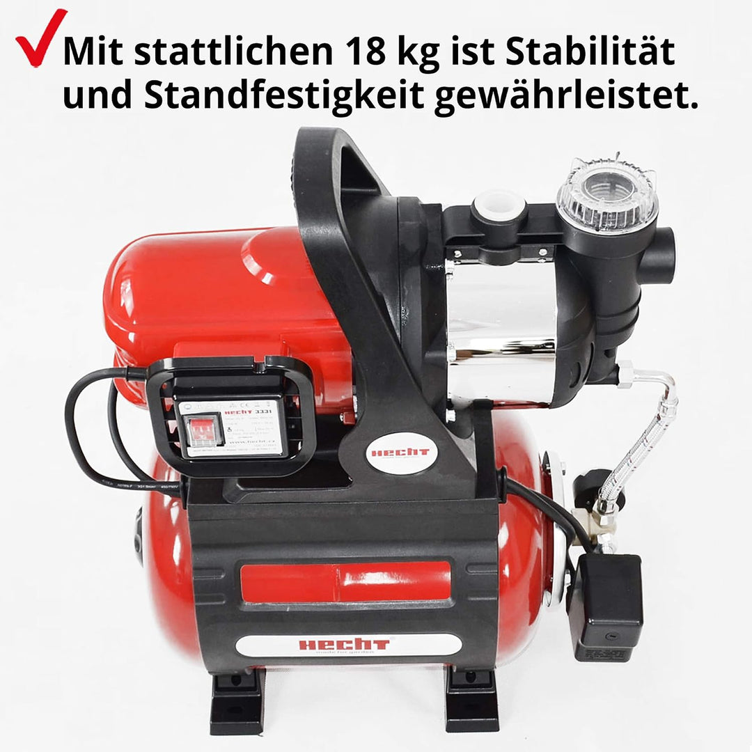HECHT Hauswasserwerk (Brandneu) – 1100 Watt – Wasserpumpe – max. 8 m selbstansaugend – max. 4,5 bar