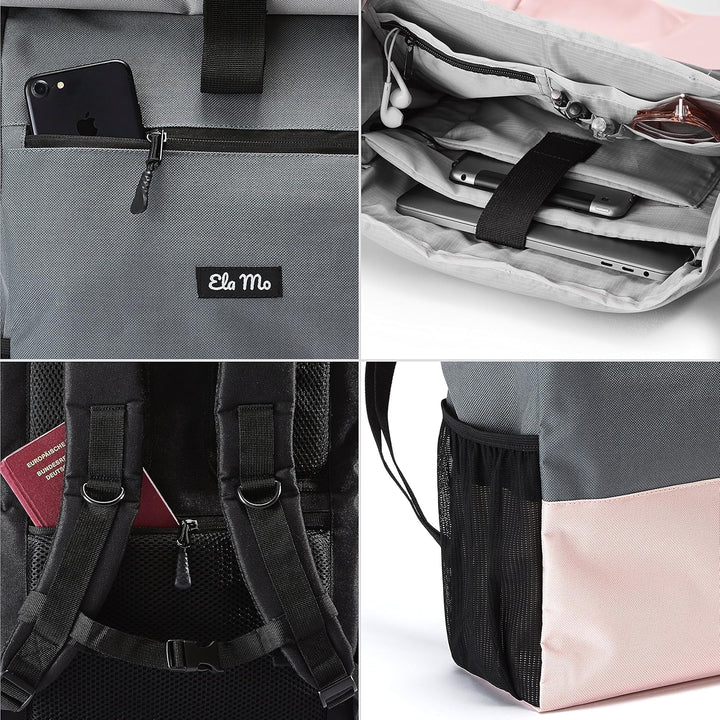 Ela Mo’s Rucksack Damen | Schön und Durchdacht | für Uni Reisen Freizeit Job | mit Laptopfach &amp; Anti