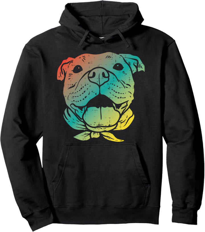 Colorful Pitbull Face Art Pitties Pitty Dog Lover Owner Gift Pullover Hoodie