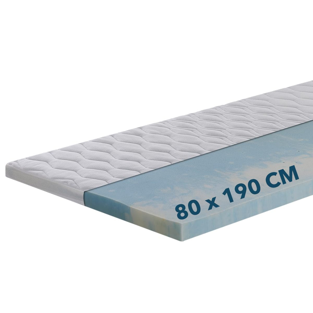 Ortho-Relax Gel Topper 80x190cm, Matratzentopper weich, waschbarer Bezug mit Zonenversteppung, Matra