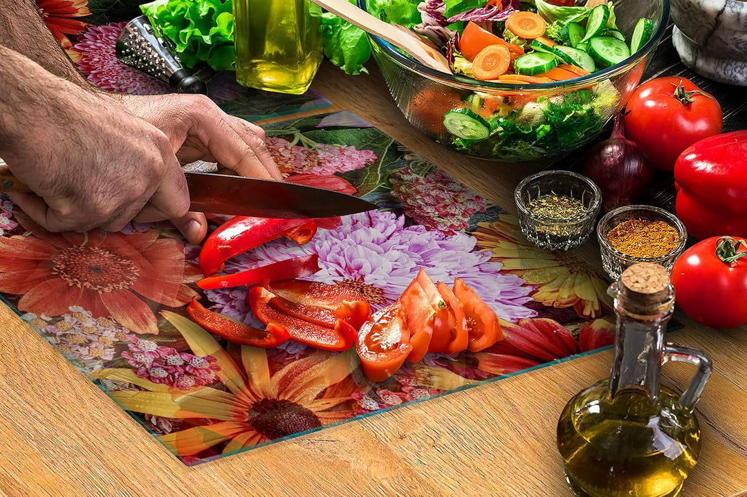 TMK ArtDeko Herdabdeckplatte 2 Teilig 30x52 + 40x52 cm - Spritzschutz Herdabdeckung – Herdschutz aus