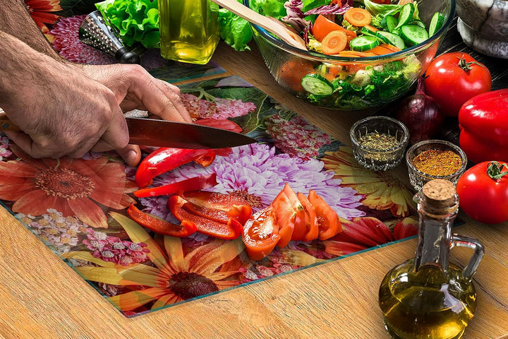 TMK ArtDeko Herdabdeckplatte 2 Teilig 30x52 + 40x52 cm - Spritzschutz Herdabdeckung – Herdschutz aus