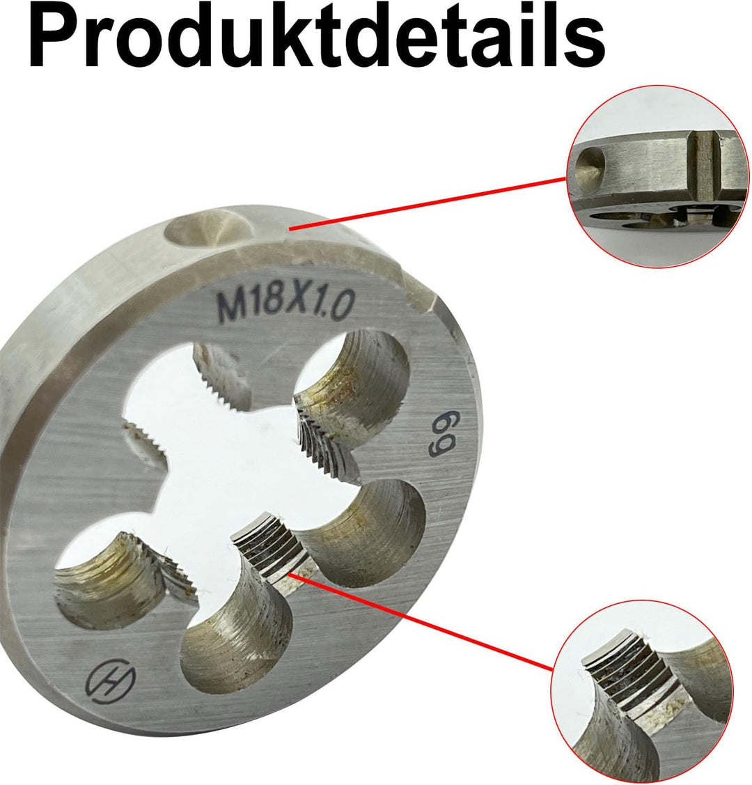 M18 x 1 mm Gewindeschneid-Satz aus Schnellarbeitsstahl (HSS), Maschinengewindebohrer mit Rundschneid