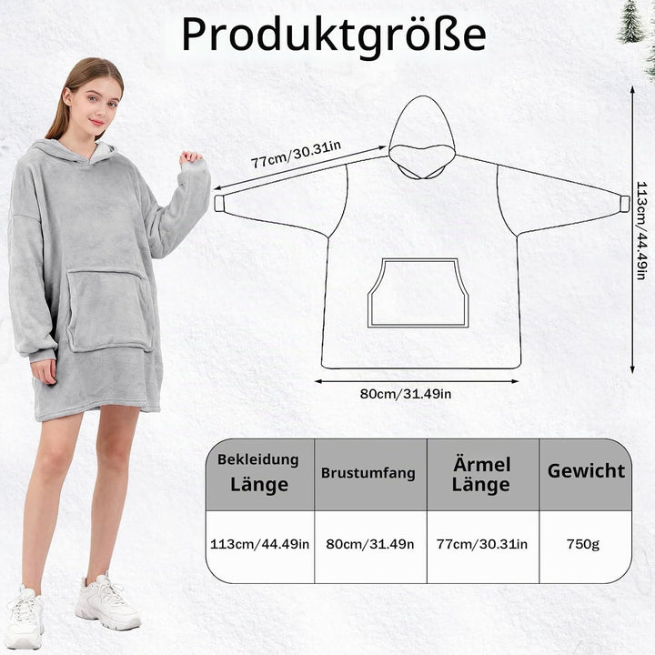 Hoodie Decke mit Ärmeln, Oversize Hoodie Sweatshirt, Tragbare Decke zum, Anziehen Erwachsene Kuschel