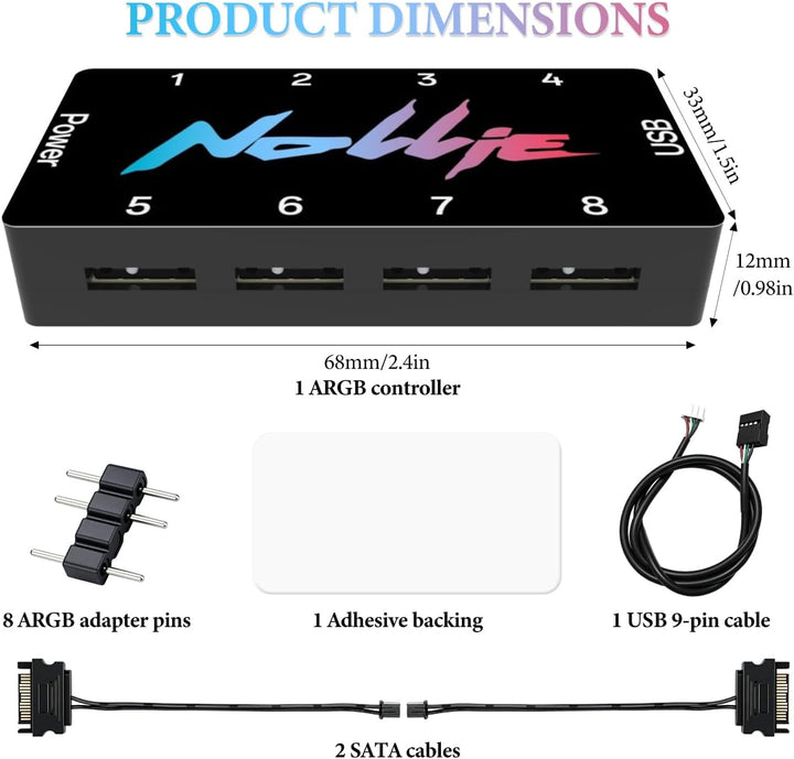 8-Port Signal RGB Controller – SATA-gespeister 5V 3PIN RGB-Hub