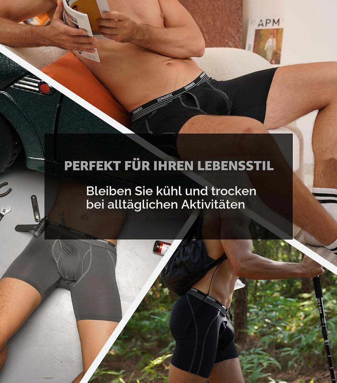 Separatec Boxershorts Herren Mehrfachpackung Sport Schnell trocknend Doppelbeutel Dual Pouch Unterho