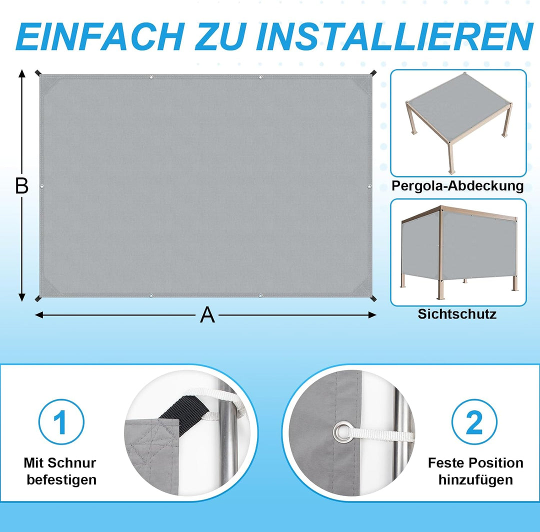 COOL AREA Sonnensegel Wasserdicht Rechteckige 1.5x2m mit Geraden Kanten Sonnenschutz Wetterschutz PE