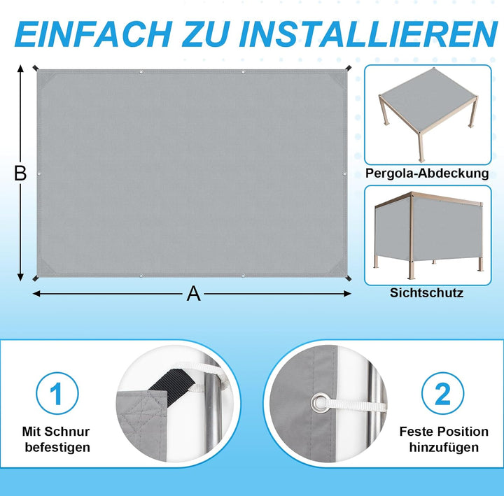 COOL AREA Sonnensegel Wasserdicht Rechteckige 1.5x2m mit Geraden Kanten Sonnenschutz Wetterschutz PE