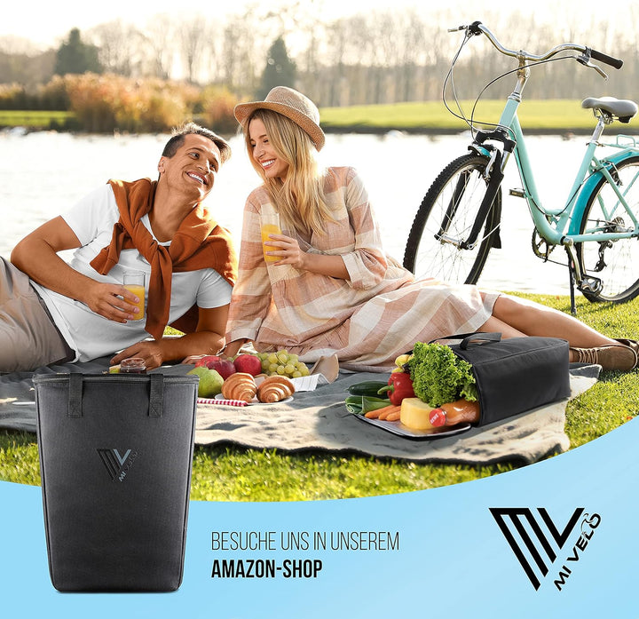 MIVELO - Kühltasche Fahrrad - Einsatz für Fahrradtaschen Gepäckträger - Einkaufstasche faltbar - Pic