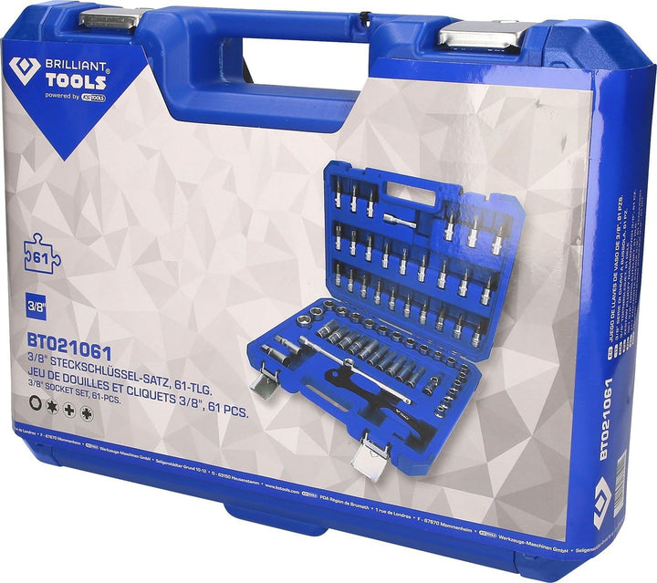 BRILLIANT TOOLS BT021061 3/8 Zoll Steckschlüssel-Satz, 61-tlg [Powered by KS TOOLS]
