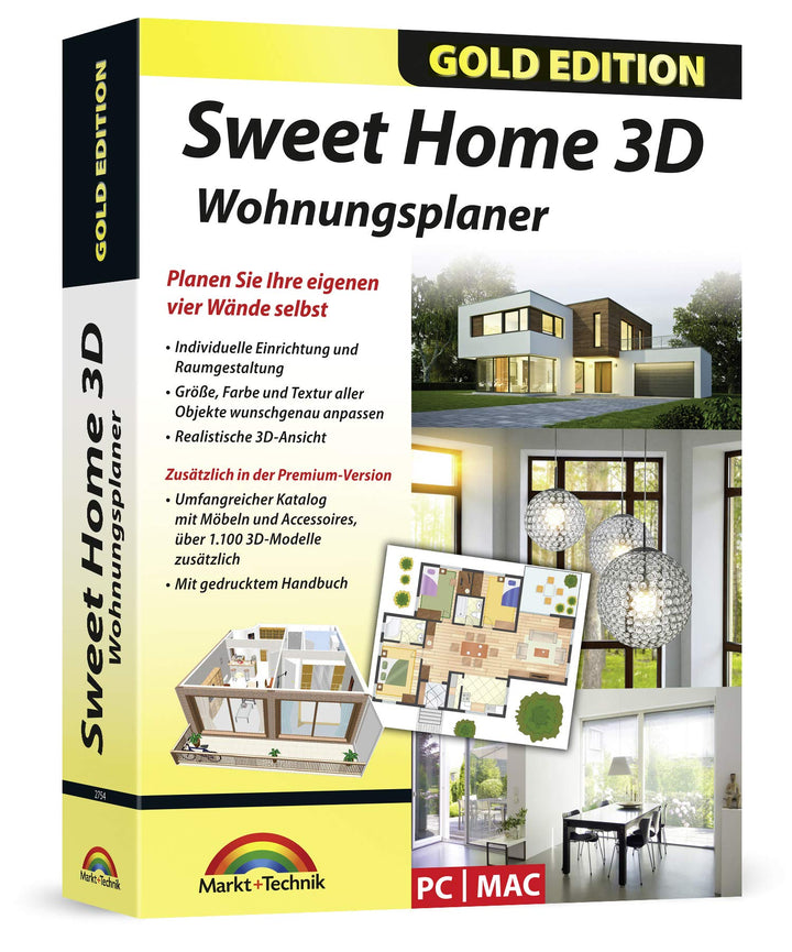 Sweet Home 3D Wohnungsplaner - mit zusätzlichen 1.100 3D Modelle und gedrucktem Handbuch, ideal für